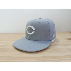 New Era 59Fifty MLB Cincinnati Reds Storm Gray Fitted Hat Cap Size 7 1/8